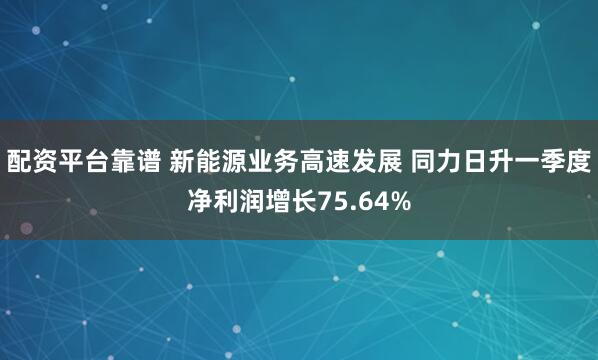 配资平台靠谱 新能源业务高速发展 同力日升一季度净利润增长75.64%